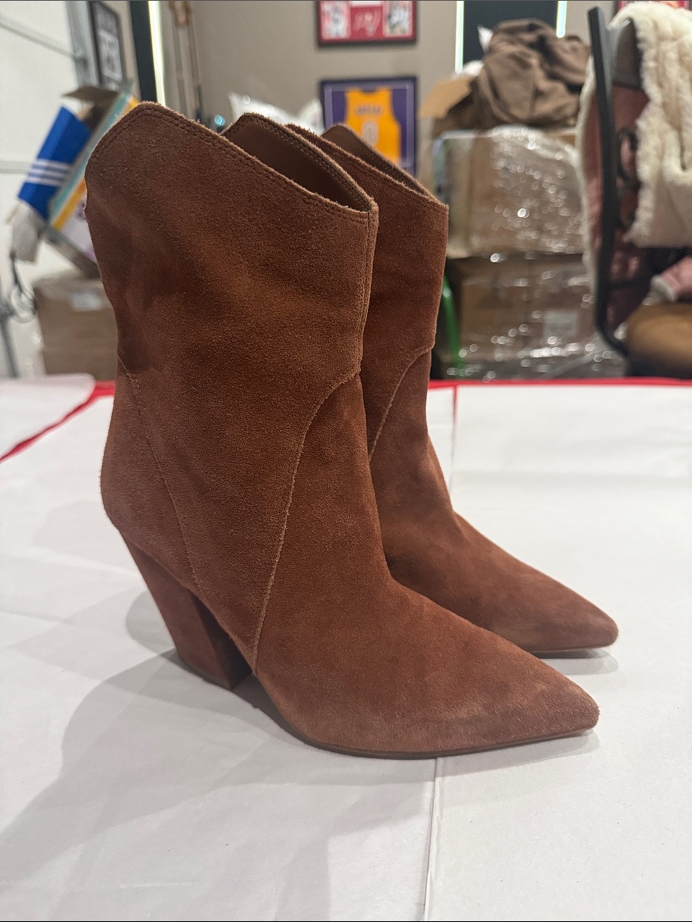 Dolce Vita Chestnut Brown Suede Pointed-Toe Ankle Boots